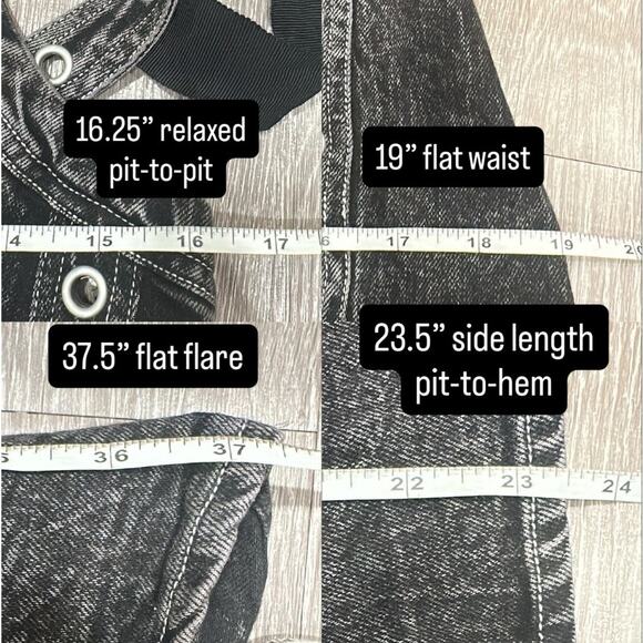 Pilcro NWT Dark Gray Sleeveless V-Neck Studded Grommet Denim Mini Dress Punk Alt - Picture 10 of 10